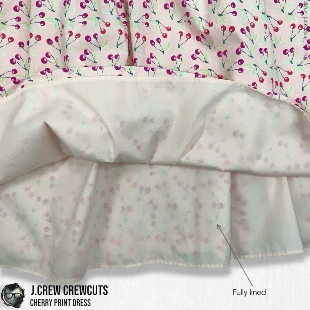 J.CREW CREWCUTS GIRLS’ CHERRY-PRINT DRESS SIZE 16 XXL IN PINK